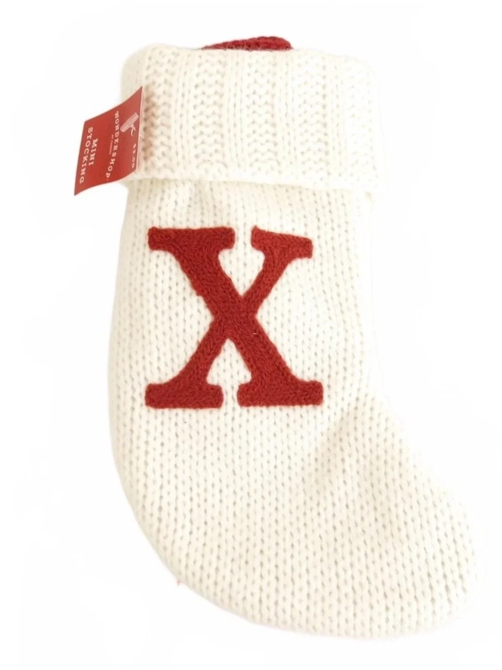 Letter X Mini Christmas Stocking Target Wondershop White Knit New